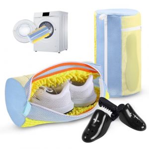 Aship Lot de 2 Sac Lavage Chaussures avec Embauchoir Sac Lave Linge avec Fermeture &Eacute;clair Filet Linge Machine &agrave; Laver pour Prot&eacute;ger Les Chaussures 19CMx39CM-Jaune (YILIDE, neuf)