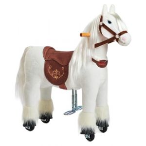 Porteur Enfant Cheval &agrave; Roulette Ebony S (3-6 Ans) | Cheval M&eacute;canique en Peluche &agrave; Monter | Porteur Enfant avec Selle Amovible, Licol avec Bride et Crini&egrave;re et Queue &agrave; Coiffer (PONNIE, neuf)