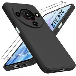 LYJERRY Coque Protection avec 2 Verre Compatible avec ZTE Blade A76 5G Coque Souple Noir, Verre tremp&eacute; pour ZTE Blade A76 5G Portable Antichoc Silicone &Eacute;tui Film Protecteur (HappyAmz, neuf)