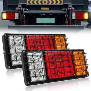 Biqiure Feu Remorque LED,32-LED Feux Arri&egrave;re Remorques Clignotant de Position Feux de pour Camion Remorque Caravane Tracteur 24V avec filet de fer,2pcs (YuanGu, neuf)