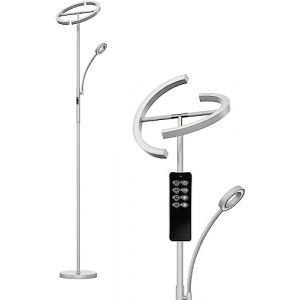 Anten Mars | Lampadaire sur Pied Salon, 20W Lampadaire LED Dimmable avec 7W Liseuse, Orientation | Luminosité | Couleur Réglable, Moderne Lampe sur Pied pour Salon, Chambre, Bureau - Gris (H.C.L, neuf)