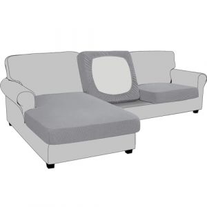 BXFUL Housse de Coussin Extensible de canapé Housse de Protection pour Meubles Housse de siège de canapé Couvre pour Canapé Protege de Meubles Antipoussière (Dossier-Coussin,Gris Clair) (ZIQIONG, neuf)