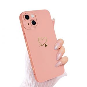 Newseego Coque Compatible avec iPhone 14 Plus, Dor&eacute; Motif C&oelig;ur Doux Silicone Liquide iPhone 14 Plus Coque pour Femmes Filles Mignon Coeurs Bord Housse de Protection iPhone 14 Plus (6,7 Pouces) &ndash;Rose (NewseegoUK, neuf)