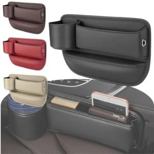 Organiseur Lat&eacute;ral pour Si&egrave;ge de Voiture, Bo&icirc;te de Rangement pour Espace de Si&egrave;ge de Voiture, Poche de Rangement Voiture avec Porte-Gobelet, Organisateur de Si&egrave;ge de Voiture Avant，organisateur voiture (Whilmsiy-EU, neuf)