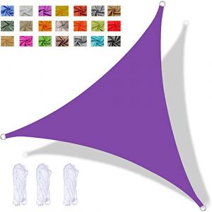 YAOYI Voile D'ombrage Triangulaire, Store Pare-Soleil étanche, Protection UV, pour Jardin Extérieur Terrasse Cour, avec Corde (3x3x4.3m,Violet) (YAO YI, neuf)