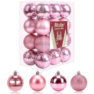 24PCS Boule de Noel, 6cm Boules de Noel Deco Noel Interieur, Arbre De Noël Boules Boule Deco Noel Sapin pour Le Sapin de Noël Décoration Festive de La Maison(Rose) (Philise, neuf)