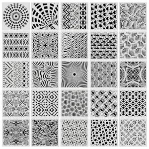 TONGIHS 36 Pi&egrave;ces pochoirs g&eacute;om&eacute;triques, Pochoirs de Dessin de Peinture Meuble, pochoir pour journal, pour les d&eacute;corations en tissu, les ornements de porte,&oelig;uvres d'art peintes, d&eacute;corations murales (TONGIHS, neuf)