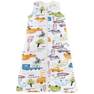 Chilsuessy Gigoteuse Bébé Pyjama d'été sans Manches 100% Coton Tog 0.5 (130/ Hauteur Bébé 130-150CM, Véhicule de dessin animé) (Chilsuessy, neuf)