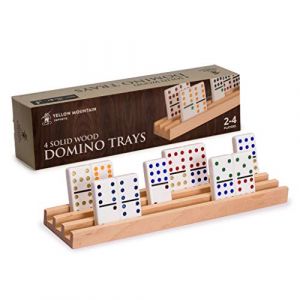 Yellow Mountain Imports Racks/Plateaux de Dominos en Bois de Hêtre (25 Centimètres) - Ensemble de 4 - Supports de Dominos pour Mexican Train, Chickenfoot (Yellow Mountain Imports EU, neuf)