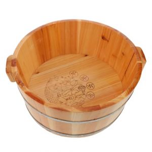 NIYANGLE Bassin En Bois Pour Bain De Bassine De Spa Pour P&eacute;dicure Seau De Massage Tonneau De Bain Bassine &agrave; Linge (Telinei, neuf)