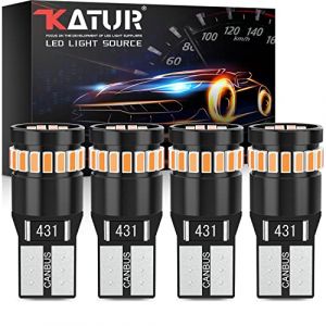 KATUR 194 Ampoule LED 168 2825 W5W T10 24-SMD 3014 Chipsets LED Erreur CANBUS Gratuit pour Plaque de Licence de Voiture en Forme de dôme de Voiture (4pcs, Jaune Ambré) (KAtur, neuf)