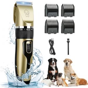 Tondeuse Chien, IPX7 Tondeuse Chat Poils Longs Noeud Tondeuse Électrique pour Animaux Imperméable À Faible Bruit Sans Fil Tondeuse Chien Professionnelle Adaptée Aux Poils Épais/Matiqués (YexiaGH, neuf)