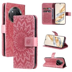 ZZHAO Coque pour Honor Magic 7 Lite/X9C/X60 Pro, PU Cuir Housse TPU Flip Portefeuille Etui avec Carte Fente & Stand Fonction & Motif Relief, Magn&eacute;tique Protection Case Cover, Couleur Rose (mhhq, neuf)