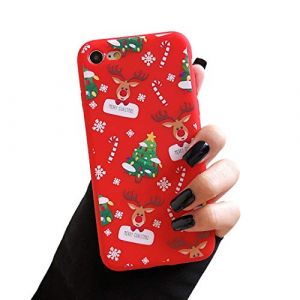 ZTOFERA Coque en TPU pour iPhone SE 2022 5G/iPhone SE 2020/iPhone 8/iPhone 7, Motif de No&euml;l Mignon Coque en Silicone Souple Mince L&eacute;g&egrave;re Bumper Cover pour iPhone 7/8/SE2/SE3 4.7" - Rouge (zongTop, neuf)
