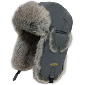 HEYANN Chapkas Homme Uschanka Trapper Chapeau Russe en Fausse Casquette Earflap Hiver Bomber Chapeau d'hiver Bonnet d'aviateur Chapeau Fourrure Adulte pour Homme, Gris, S/M (Heyann Direct, neuf)