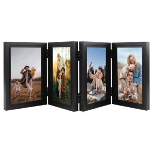 DXiongW Cadre Photo Collage pour 4 Vues 10x15 cm Noir Pliable Cadre Photo en MDF Verticales Multiple Photos Frame Décoration pour Famille Bureau Chambre Salon Cadeau pour Ami Anniversaire Mariage (ZHUOMAO, neuf)