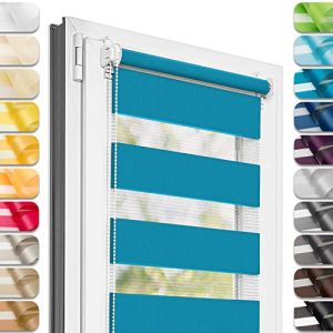 Estika Store Enrouleur Jour Nuit sans perçage - Côte D'azur - 45 x 220 cm - Store à enroulement, Double Tissu, pour fenêtres intérieures, Protection Contre Le Soleil (Estika, neuf)
