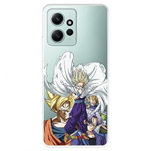 Coque pour Xiaomi Redmi Note 12 4G Officielle Dragon Ball Guerriers Saiyans pour prot&eacute;ger votre t&eacute;l&eacute;phone portable Coque en silicone transparent souple sous licence officielle Dragon Ball (La Casa de Las Carcasas, neuf)