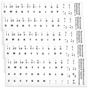 Ensemble de 5 pi&egrave;ces Autocollants Clavier Espagnol, Stickers Universels pour Pc, Ordinateur Portable, R&eacute;parez Vos Touches Facilement. (QUQU JIANING, neuf)
