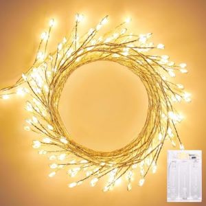 Guirlande lumineuse de 6 m à piles, 200 LED, étanche, fil argenté, luciole étoilée pour bricolage, couronne, désherbage, décoration de Noël intérieure ou extérieure, blanc chaud (Mixtooltoys-FR, neuf)