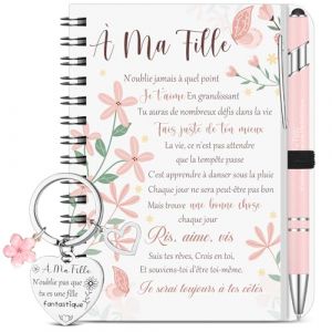 BBTO 3 Cadeaux Ado &agrave; Ma Fille Cadeau Fille 18,12,13,15 Ans 1 Stylo &agrave; Bille 1 Carnet 1 Porte-Cl&eacute;s Original Cadeau pour No&euml;l Remises de Dipl&ocirc;mes Mariages Anniversaires (Bomelvoo FR, neuf)