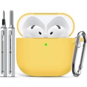 Inesore Compatible with AirPods 4 Case with Cleaning Kit, Silicone Protective Case Cover for Apple AirPod 4 (2024/ANC), Unisex Design - Yellow (Enbluen, neuf)