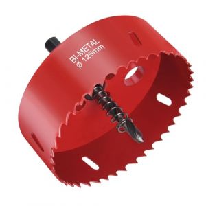 Flintronic Scie Cloche Bi-métal, Ø125mm M42 HSS Bimétallique Scie Trèpan, Scie Trépan avec Adaptateur Hexagonal et Foret de Centrage, pour Percer Plastique, PVC, Bois, Panneaux Fibres, Métal Souple (XJYEU, neuf)
