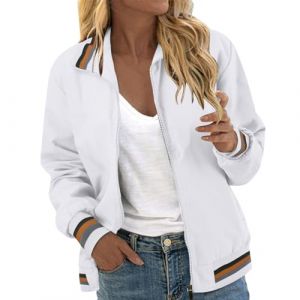 RUIRUILICO Veste Femme Mi Saison Décontracté 2025 Automne Bomber Classique Manche Longue Veste de Sport Ample Léger Blouson Couleur Unie (RUIRUILICO(UP TO 50% OFF!), neuf)