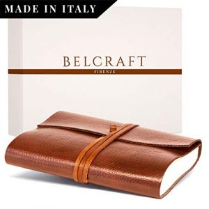Belcraft Tivoli Journal Intime/Carnet de Notes en cuir recycl&eacute; de fabrication artisanale Italienne, Cadeau Sp&eacute;cial, Journal de Voyage, Notebook (12x17 cm) Brun Clair (Belcraft, neuf)