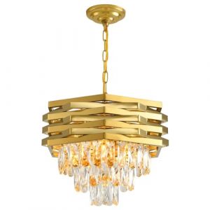 Lustre en cristal moderne doré, lustres ronds de 40 cm pour salle à manger K9, luminaires suspendus à 3 niveaux, grand lustre encastré pour salon, entrée, hall d'entrée, chambre à coucher, cuisine (bodengjiudian, neuf)