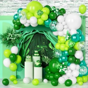 Teselife Ballon Verts, 123 pcs Kit Arche Guirlande Ballon Verts Foncé Blanc Mat Métallique Confettis Vert pour Garçon Fête d'Anniversaire Baby Shower Baptême Mariage Bébé Douche Football Safari Décor (LEESHOW LIMITED, neuf)