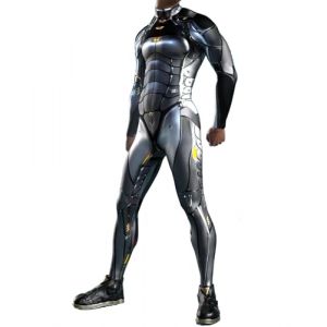 Koongso Costume de super-héros pour homme - Combinaison 3D pour adulte - Armure noire - Combinaison de combat skinny - Cosplay Zentai (Koongso EU, neuf)