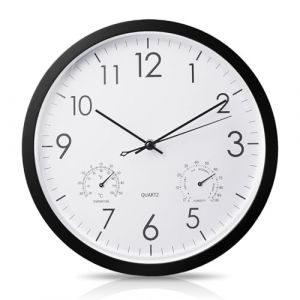 Horloge de jardin résistante aux intempéries - Étanche - Horloge murale d'extérieur étanche - Avec thermomètre et hygromètre - Horloge murale pour l'intérieur et l'extérieur - Pour cuisine, salon (CANZHOUH, neuf)