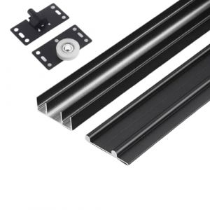 Serenitison Rail Porte Coulissante Double,Rail Porte Coulissante Placard,Rail de Porte Coulissante,Kit Porte Coulissante Rail Double,Coulissement et Traction fluides,Alliage d'aluminium Antirouille (Zhuhaiyan, neuf)