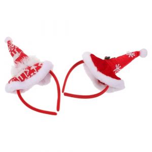 HONITANO 2 Pi&egrave;ces Bandeau de No&euml;l Velours Rouge avec Tiara et Plume Serre-t&ecirc;te Confortable et Chaud pour F&ecirc;tes Scolaires et Accessoires Hiver (LUWELI, neuf)