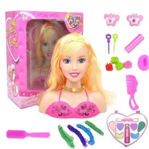 Aoksily Tete a Coiffer Enfant,16 Pièces Tête de Poupée de Maquillage pour Fille, Jouets de Coiffure Cadeau Styling Head Kids Jouet Fille pour Dès 7 Ans (GSXSR-EU, neuf)