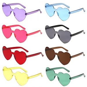 flintronic 8PCS Lunettes de Soleil en Forme de Coeur, Lunettes Parti de Soleil Hippie Lunettes de Soleil Transparentes Multicolores en Forme de C&oelig;ur sans Monture pour &eacute;t&eacute; Party Cosplay de F&ecirc;te No&euml;l (flintronic&reg;-eu, neuf)