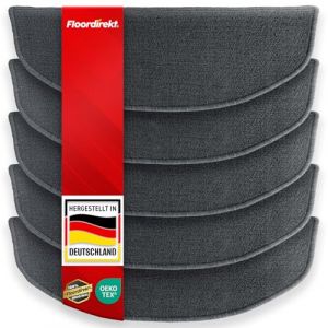 Floordirekt | London | Lot de 15 marchettes d'escalier en Couleurs diverses | Autocollantes et résistantes | Anthracite, Semi-Circulaire 65x23 cm (MEISTEREI, neuf)