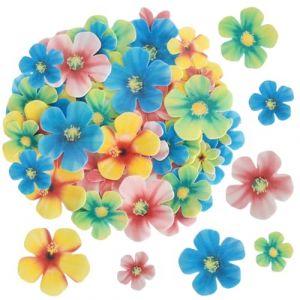 70 Pièces Gâteau Topper de Fleur, Comestible pour Gateau en Mini-Fleurs, Gluant Papier de Riz Décoratif Gâteau, Multicolore Fleur Décoration de Gâteau pour Mariage, Anniversaire, Jeux de Princesse (Huanpg, neuf)