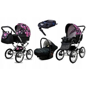 BabyLux&reg; Enfant Poussette Combin&eacute;e Set 4 en 1 - Margaret Exclusive - incl. Nacelle, Canne, Si&egrave;ge de voiture, ISOFIX Base - Si&egrave;ge Auto - Landau B&eacute;b&eacute; - avec Sac &agrave; langer, Habillage pluie etc. (BabyLux-shop, neuf)