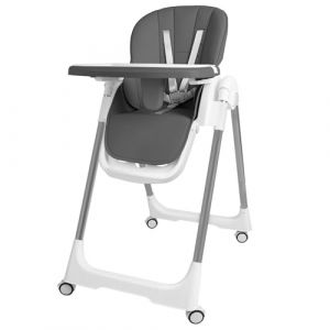 Kidsbuddy Chaise Haute B&eacute;b&eacute; Pliable，Si&egrave;ge Haut pour B&eacute;b&eacute;，Compacte et L&eacute;g&egrave;re，Chaise Haute Enfant Avec Plateau,Repose-pieds, R&eacute;glable,Facile &agrave; Nettoyer，Fauteuil Enfant pour 6 mois &agrave; 6 ans，Gris (PAVELLE, neuf)