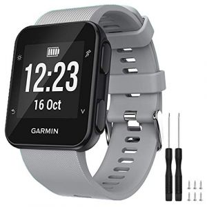 TopPerfekt Bracelet de montre Compatible avec Garmin Forerunner 35, de Remplacement en Silicone Souple pour Garmin Forerunner 35 Smart Watch, Fit 5.11 "-9.05" (130-230 mm) Poignet (Gris) (TopPerfekt FR, neuf)