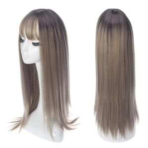 Cheveux longs et raides for femmes de 30 pouces avec frange, couvre-chef de perruque multicolore mat à usage quotidien(Aoki Flax Gray) (wuzhixiananchenbaihuoshanghang, neuf)