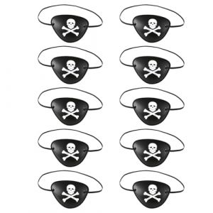 UEAVOID 10 Pi&egrave;ces Cache-&oelig;il Pirate T&ecirc;te de Mort 3D Masque Oculaire &Eacute;lastique R&eacute;glable en Plastique pour Anniversaires d'Enfants F&ecirc;tes &agrave; Th&egrave;me Pirate Accessoires de Spectacle (yjswxsm-shop, neuf)