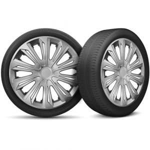 Moltico Enjoliveur - Set de 4 Universel Enjoliveurs - Adapté à Toutes Roues en Acier - Enjoliveurs pour Auto - Anneau de Sécurité Réglable - 16 Pouces - Argent (Moltico-Shop, neuf)