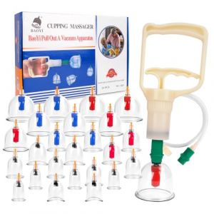 PlsMupn Ventouses Therapeutiques 24 PCS, Cupping Ventouse avec Pompe &agrave; Vide, Ventouse Medicale Anti Cellulite, Ventouse Massage Kin&eacute; pour Soulage Douleurs Fatigue, M&eacute;decine Chinoise Kin&eacute; (PureZone2025, neuf)