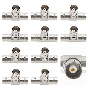 KUOQIY 10 Pi&egrave;ces BNC 3-Voie Femelle &agrave; Femelle T Adaptateur, R&eacute;partiteurs BNC Type-T Femelle vers Femelle, BNC Femelle vers Double BNC Femelle Connecteur Coaxial RF pour CCTV, Antenne, C&acirc;ble Coaxial (KUOQIY STORE, neuf)