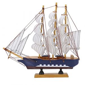 Maquette De Bateau Voilier Décoration En Bois Maquette De Bateau Couleurs Vives Bois De Pin Structure De Style Méditerranéen Bois De Pin Et Tissu De Coton Bois De Couleurs (Yunplsa, neuf)