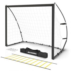 Rrande But de Football, Cage de Foot Extérieur 180x120cm, But de Foot pour Jardin A Vec Sac de Transport Pratique et échelle d'agilités, Portable Filet de Football Portable pour Tous Les Âges (BaseGoal Stor, neuf)
