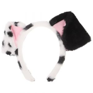 KOMBIUDA Serrage-T&ecirc;te Oreilles de Dalmatien en Peluche Douce Noir et Blanc Serrage-T&ecirc;te Oreilles de Chien Adulte pour D&eacute;guisement Accessoire Cosplay F&ecirc;te No&euml;l Nouvel An Bandeau (PINGANC, neuf)